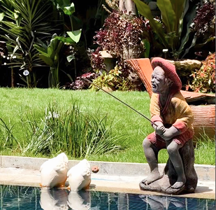 Professional landscape designer working with plants